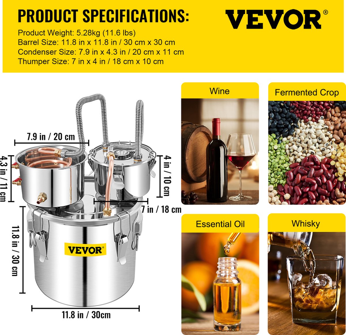 VEVOR Moonshine Still 8 Gal Water Alcohol Distiller souprava na vaření z nerezové oceli | VEVOR BS VEVOR Moonshine Still 8 Gal Water Alcohol Distiller souprava na vaření z nerezové oceli | VEVOR BS