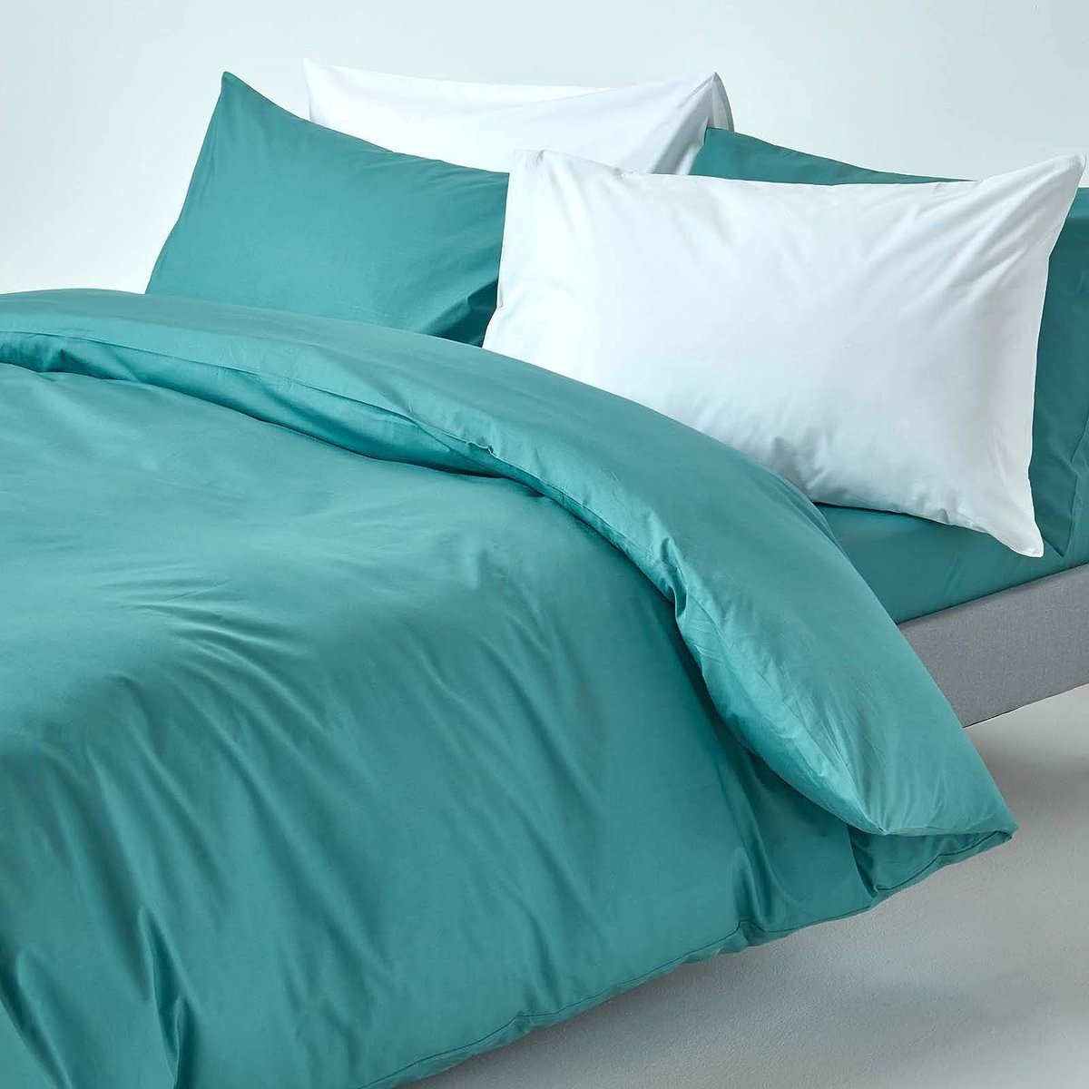 Homescapes Beddengoedset, 3-delig, dekbedovertrek 200 x 200 cm met kussenslopen 48 x 74 cm, wit, 100% puur Egyptisch katoen, draaddichtheid 200, percale beddengoed