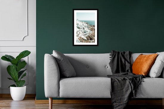 FrameYourWall® - Fotolijst met poster 20x30 - Griekenland - Santorini - Zomer - Zee - Fotokader van hout - Kaders en lijsten - Houten fotolijstje - Wissellijst voor muurposter - Picture en photo frame - Posterlijst - Fotohouder