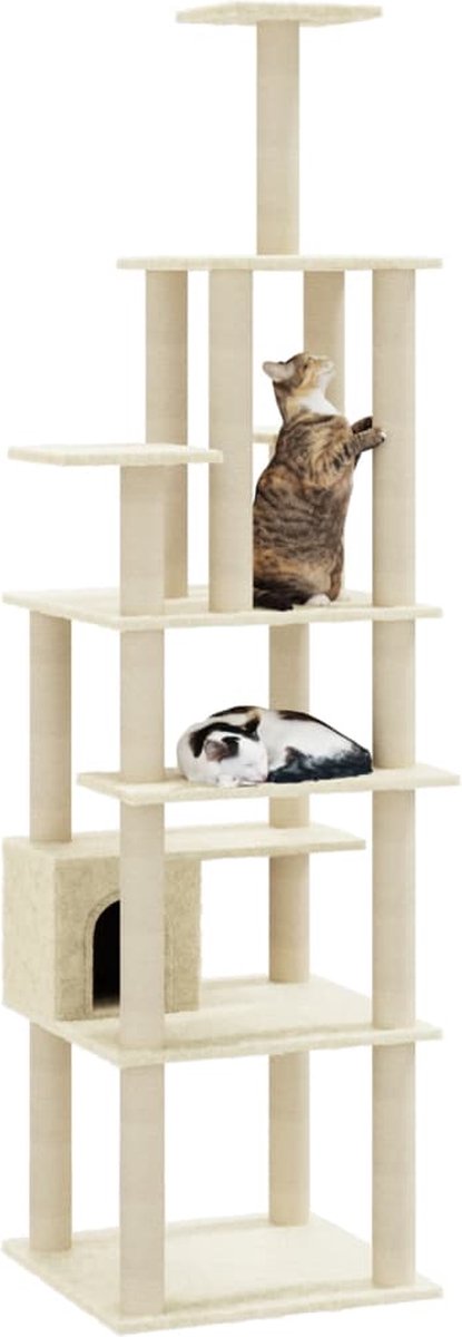 vidaXL Kattenkrabpaal met sisal krabpalen 183 cm donkergrijs