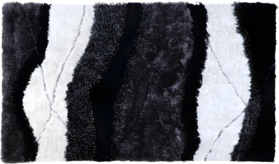 OZAIA Hoogpolig tapijt ECUME - hand getuft - zwart en wit - 140 x 200 cm L 230 cm x H 3 cm x D 160 cm