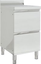 The Living Store - Commerciële Keukenkast - RVS - 50 x 60 x (95 - 96) cm - 2 Lades