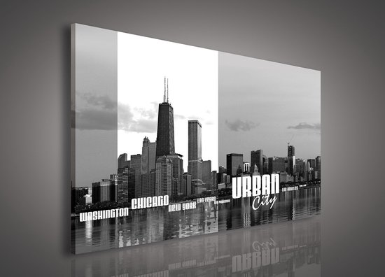 Canvas Schilderij - New York - Chicago - Stad - Steden - Skyline - Inclusief Frame - 100x75cm (lxb)