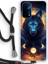Case Company® - Hoesje met koord geschikt voor Oppo A74 5G hoesje met Koord - Wolf Dreamcatcher - Telefoonhoesje met Zwart Koord - Bescherming aan alle Kanten en Over de Schermrand