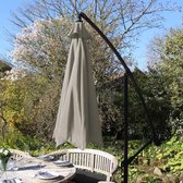 Zweefparasol + Vierkante parasoltegel - Beige - 247x300x300 cm - Draai- en kantelbaar - Incl. Beschermhoes - UV bescherming