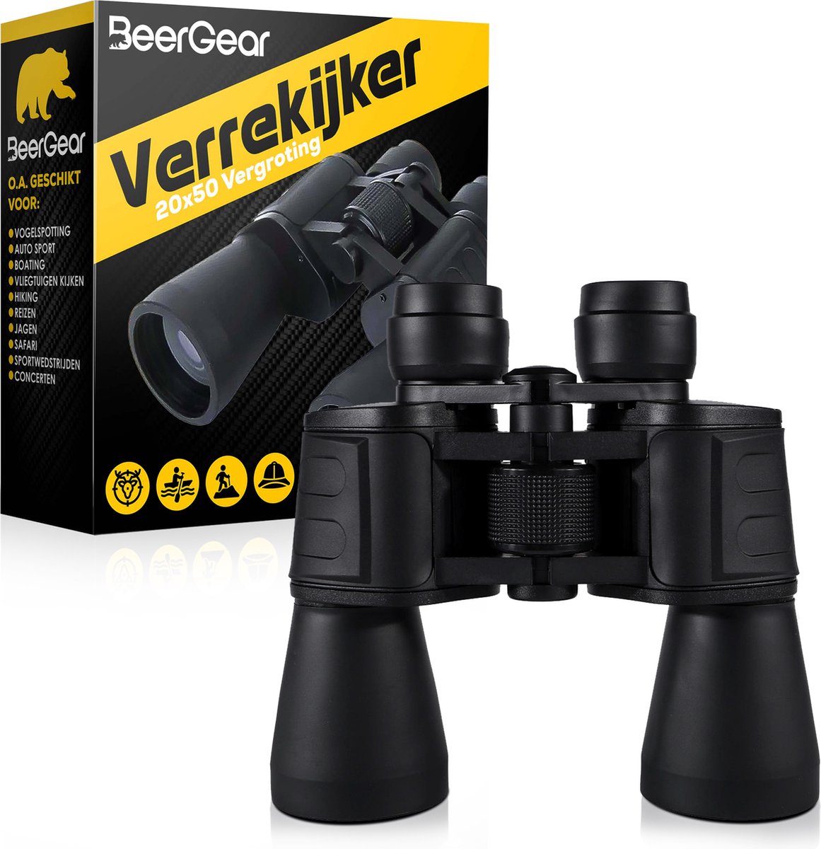 BeerGear® Verrekijker voor volwassene incl. accessoires - Zwart - 20 x 50 - Binoculars / Spotting Scope / Vogelkijker