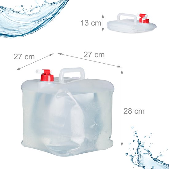 opvouwbare jerrycans - 4 stuks - 15 l - kraan - schroefdop - draagbaar - watertank camping - transparant-rood van Merkloos — afbeelding 5