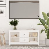 The Living Store Tv-kast Grenenhout - Wit - 103 x 36.5 x 52 cm - Stabiel frame en voldoende opbergruimte
