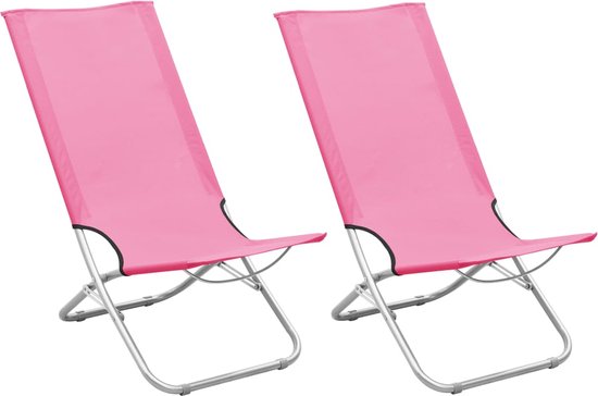 The Living Store Strandstoel - Trendy - Vrije tijd - 48x82x84 cm - Roze