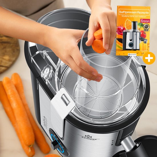 KESSER® Slowjuicer - Sapcentrifuge voor Fruit en Groenten 1100W Sap Juicer met 2000ml Pulpcontainer en 1000ml sapreservoir - Zilver / Zilver — afbeelding 3