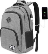 SHOP YOLO sac à dos garçons et filles - Cartable - étanche avec USB - Sac à dos pour ordinateur portable - 15,6 pouces - Grijs