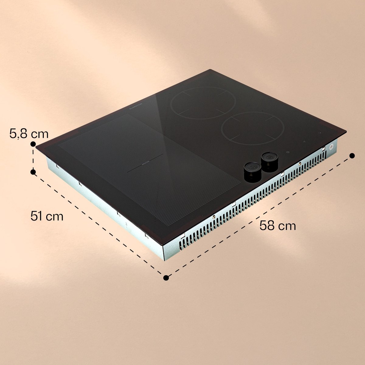Klarstein inductiekookplaat met 4 kookzones, inbouw-inductiekookplaat met 4 kookzones, inductiekookplaat van 7000 watt, kookplaat met touchbediening en timer, glaskeramische kookplaat met afneembare magnetische draaiknop