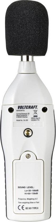 VOLTCRAFT SL-200 SE Decibelmeter 30 - 130 dB 31.5 Hz - 8 kHz - Voltcraft
