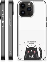 Mobiel TPU Hard Case Geschikt voor iPhone 15 Pro Max Telefoon Hoesje met Zwarte rand Cat Good Day