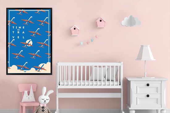 Fotolijst incl. Poster - Vliegtuig - Patronen - Quotes - 80x120 cm - Posterlijst
