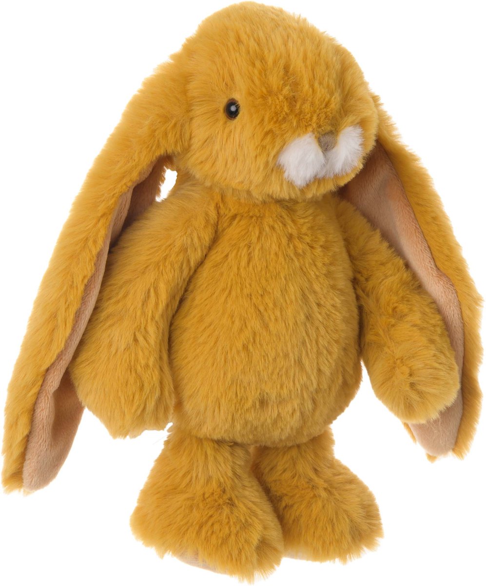 Bukowski pluche konijn knuffeldier - dark okergeel - staand - 22 cm - Luxe kwaliteit knuffels