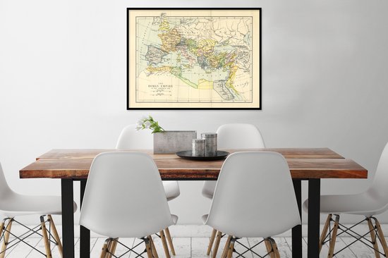 Poster in lijst - Fotolijst 80x60 cm - Posters - Klassieke wereldkaart Romeinse Rijk - Posterlijst zwart - Decoratie - Wanddecoratie woonkamer - Muurdecoratie slaapkamer