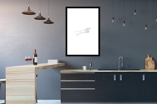 Affiche avec cadre Dessin au trait - Corps - Mains - Line cm