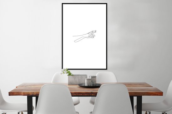 Affiche avec cadre Dessin au trait - Corps - Mains - Line cm