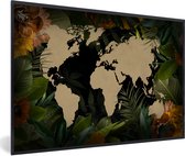 Fotolijst incl. Poster - Wereldkaart - Planten - Bladeren - 30x20 cm - Posterlijst