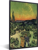Fotolijst incl. Poster - Wandelen tijdens de schemering - Vincent van Gogh - 80x120 cm - Posterlijst