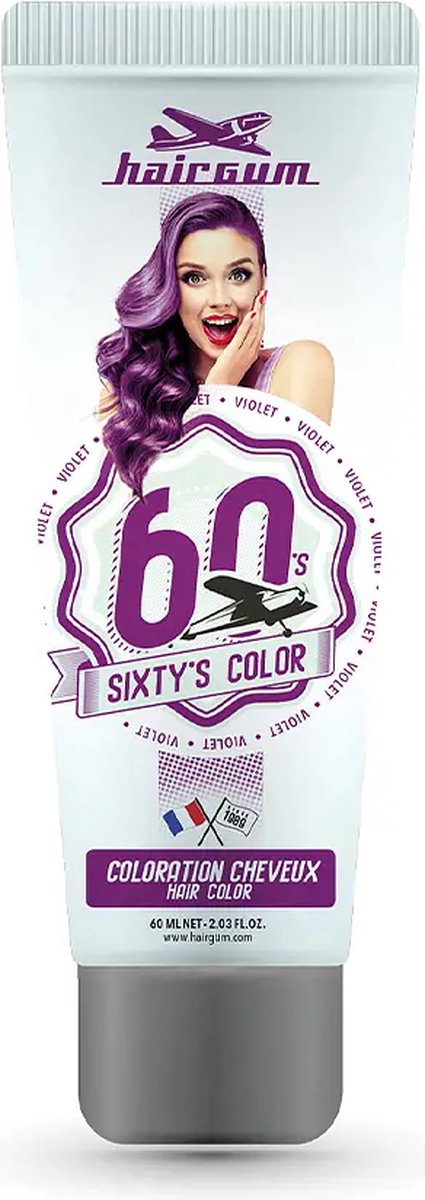 Semi-permanente kleurstof Hairgum Sixty's Color Paars (60 ml)