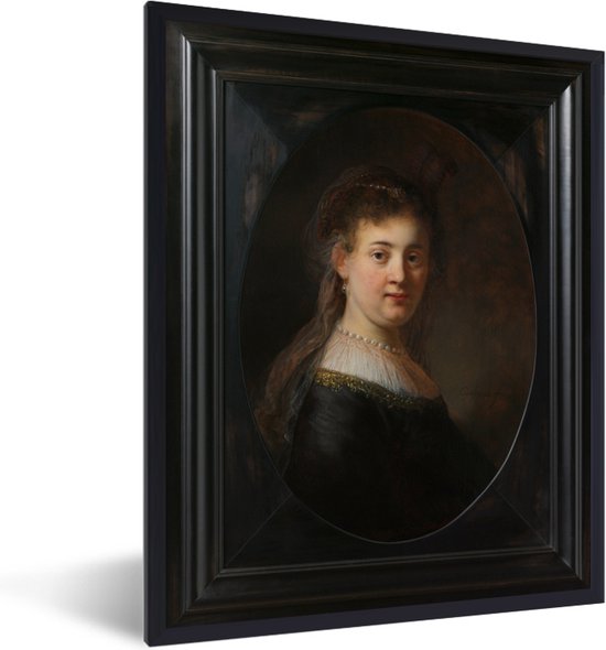Fotolijst incl. Poster - Jonge vrouw in gefantaseerde kleding - Rembrandt van Rijn - Posterlijst