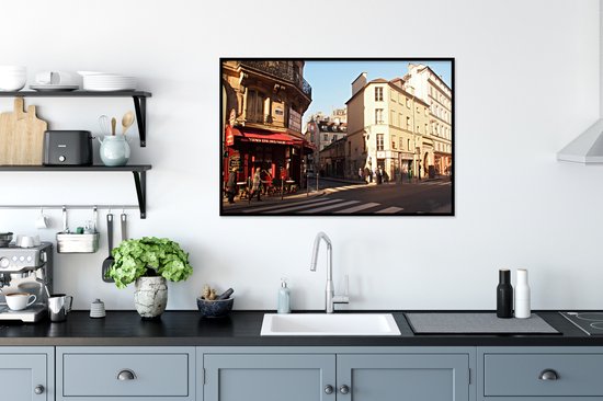 Fotolijst incl. Poster - De straatscène van Parijs - 90x60 cm - Posterlijst