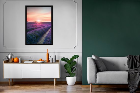 Cadre photo avec poster - Lavande - Violet - Fleurs - Ciel - 80x120 cm - Cadre poster