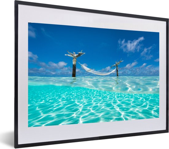 Fotolijst incl. Poster - Zomer - Zee - Hangmat - 60x40 cm - Posterlijst