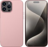 Hoesje Geschikt voor iPhone 15 Pro Max– Zacht siliconen Liquid Backcover – Pink Sand