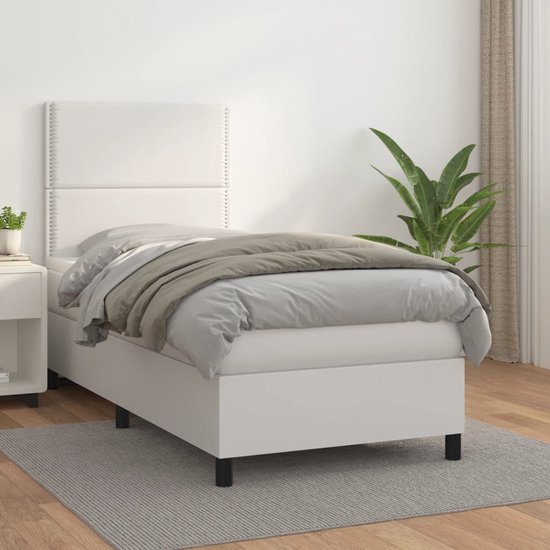 The Living Store Boxspringbed - - Bed - 203 x 90 x 118/128 cm - Duurzaam kunstleer