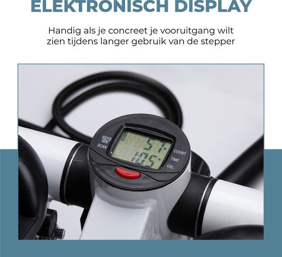 Umbro Stepper Fitness met Digitaal Display - Aerobic Mini Stepper met Weerstandsbanden - Hometrainer voor Thuis Sporten - Cardio en Krachttraining - Zwart/ Wit