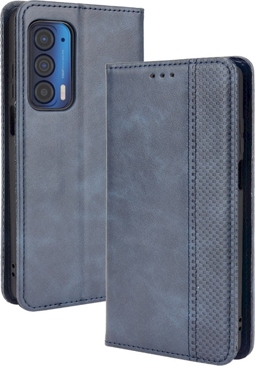 Mobigear Telefoonhoesje geschikt voor Motorola Edge (2021) Hoesje | Mobigear Sensation Bookcase Portemonnee | Pasjeshouder voor 3 Pasjes | Telefoonhoesje voor Pinpas / OV Kaart / Rijbewijs - Blauw