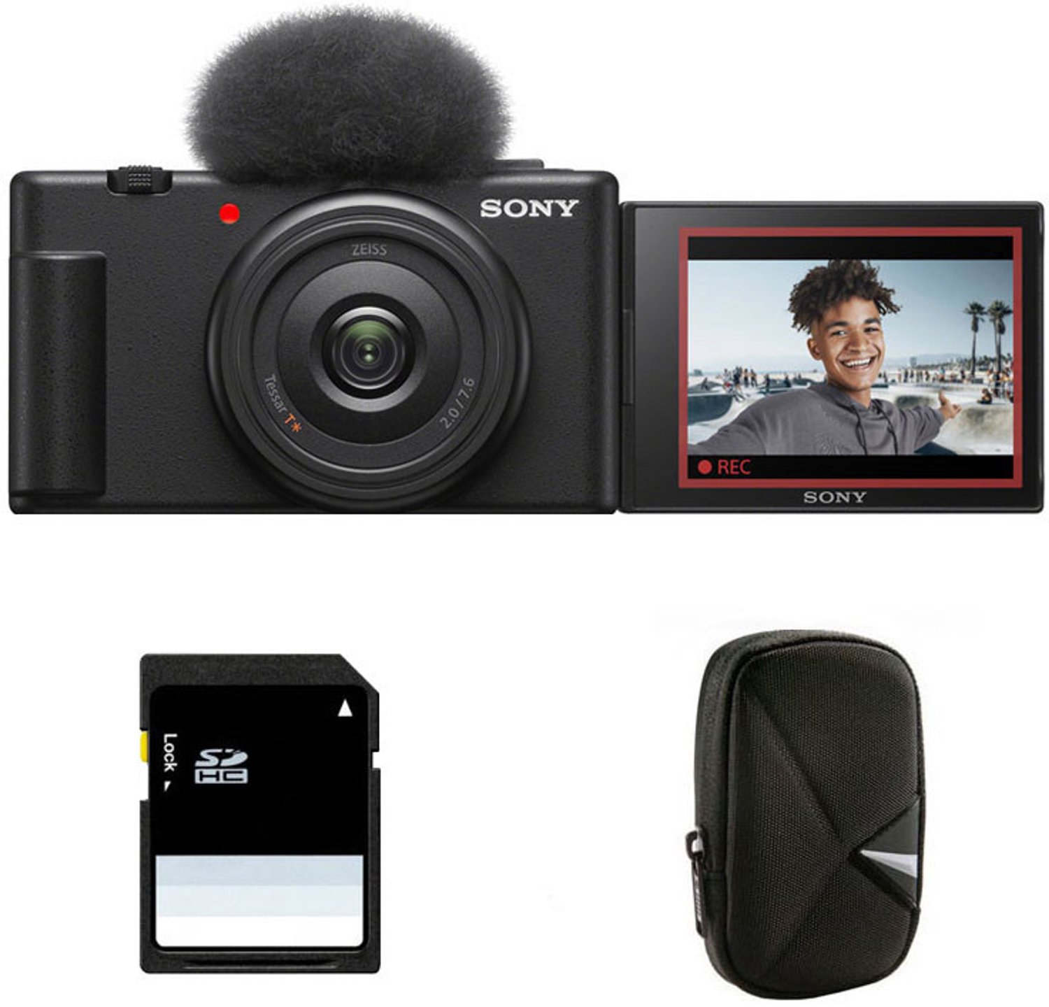 SONY Kompaktkamera ZV-1F + Tasche + 8 GB SD-Karte