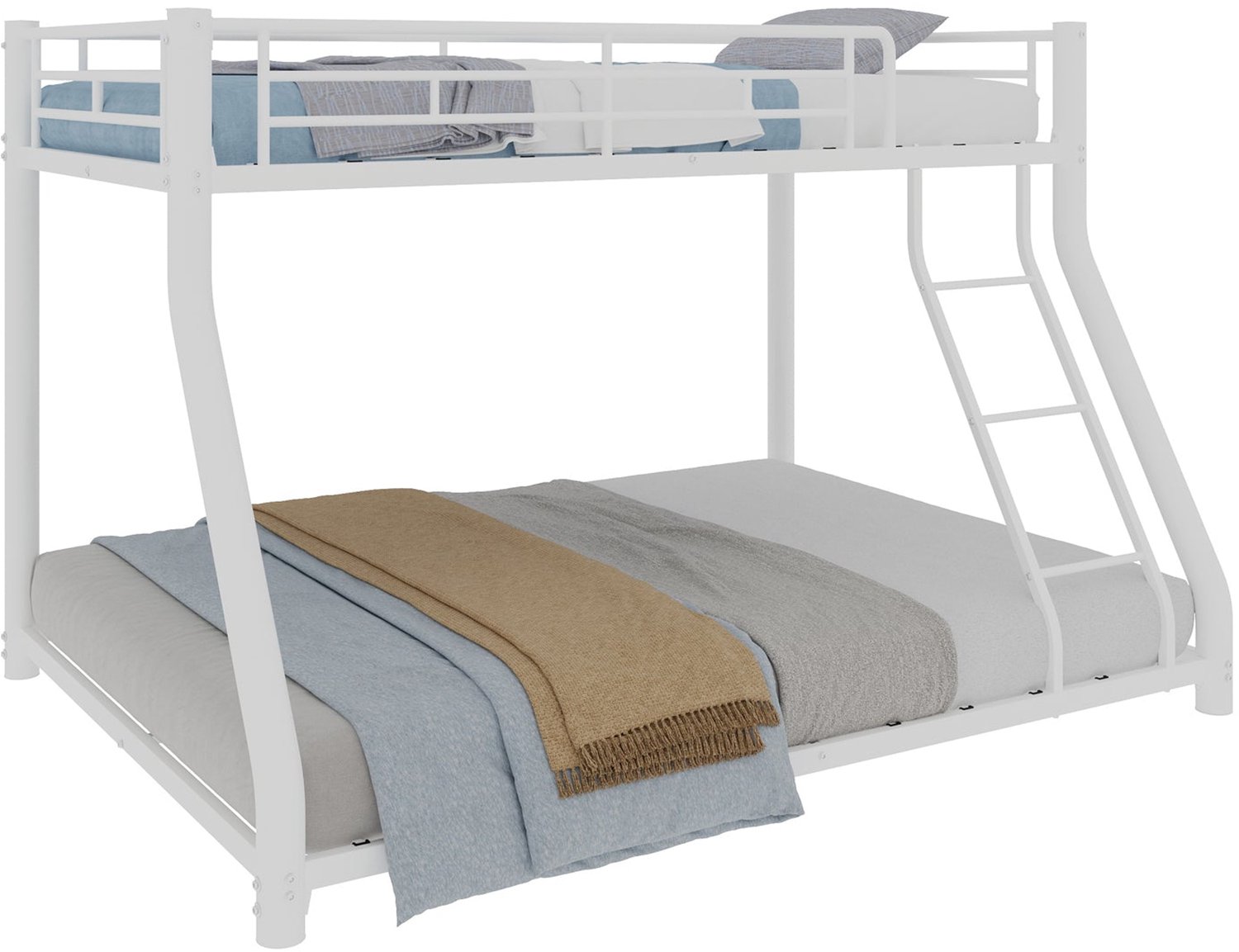 Merax Metalen Stapelbed 90 x 190 cm en 140 x 190 cm - Wit - Met Ladder en Veiligheidshekken - 180 kg Per Slaapplaats