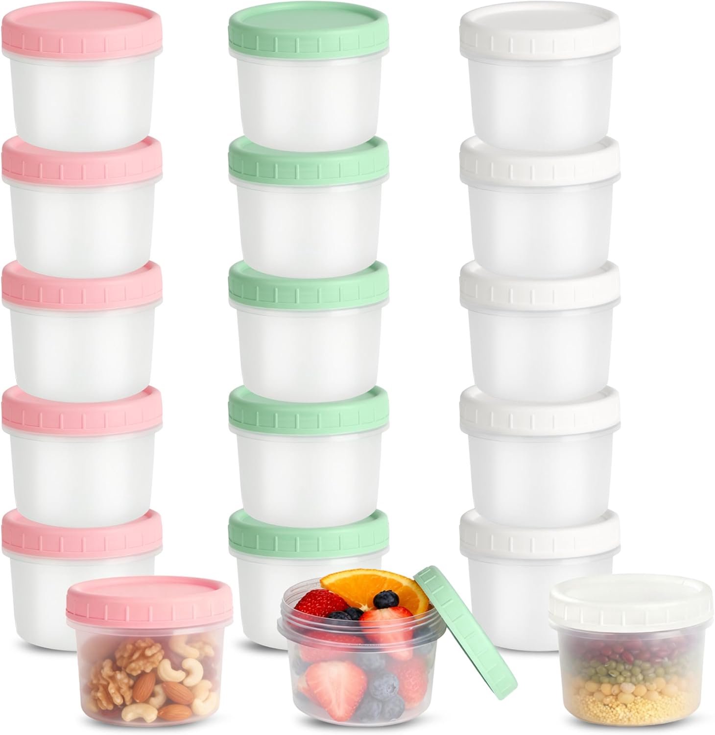 Famanu – Set van 18 kleine luchtdichte voedselcontainers van 200 ml, herbruikbare diepvriescontainers voor sauzen en specerijen