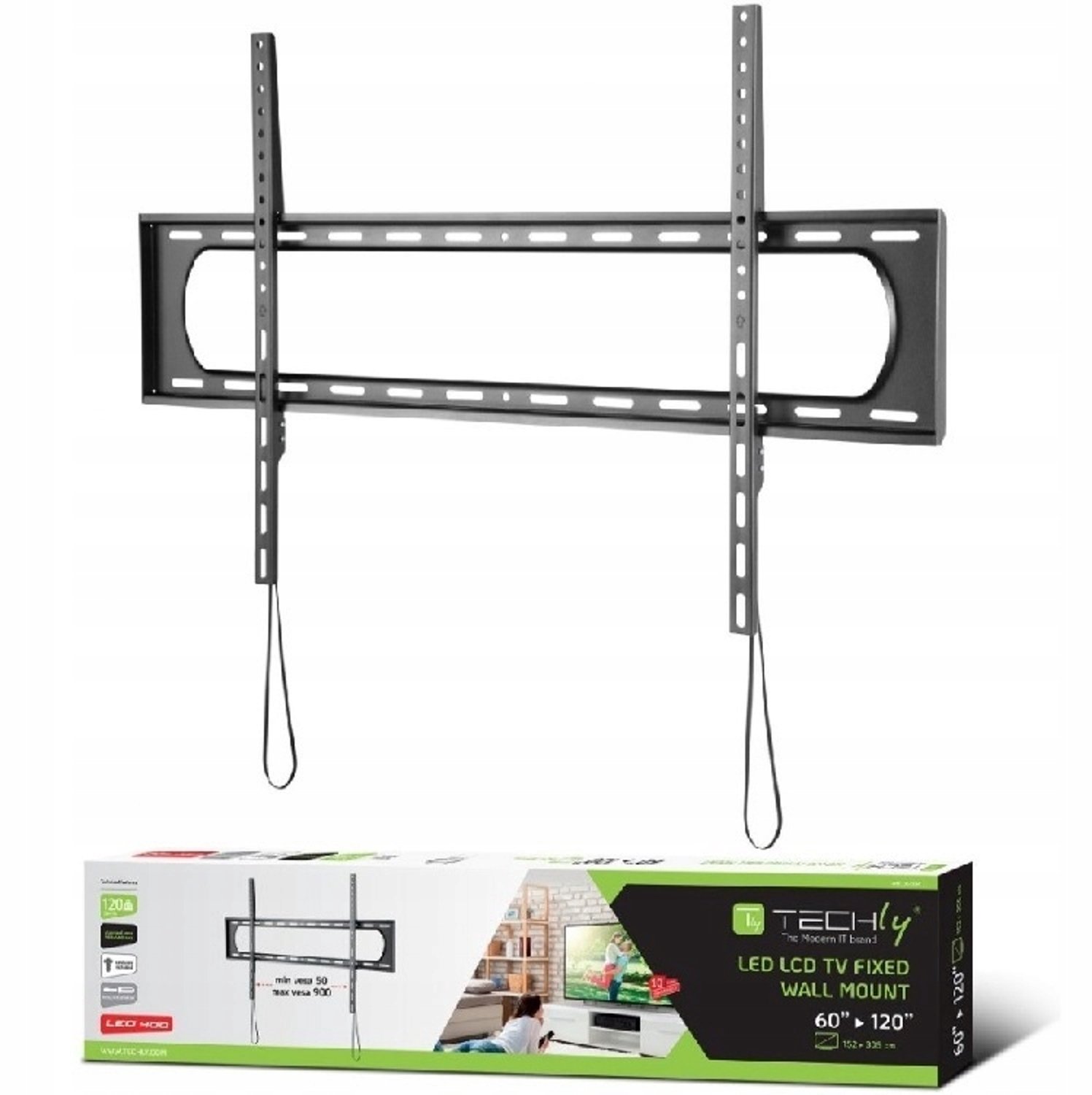 Techly Slim Wandsteun TV 60-120" tot 120kg, 35mm diep
