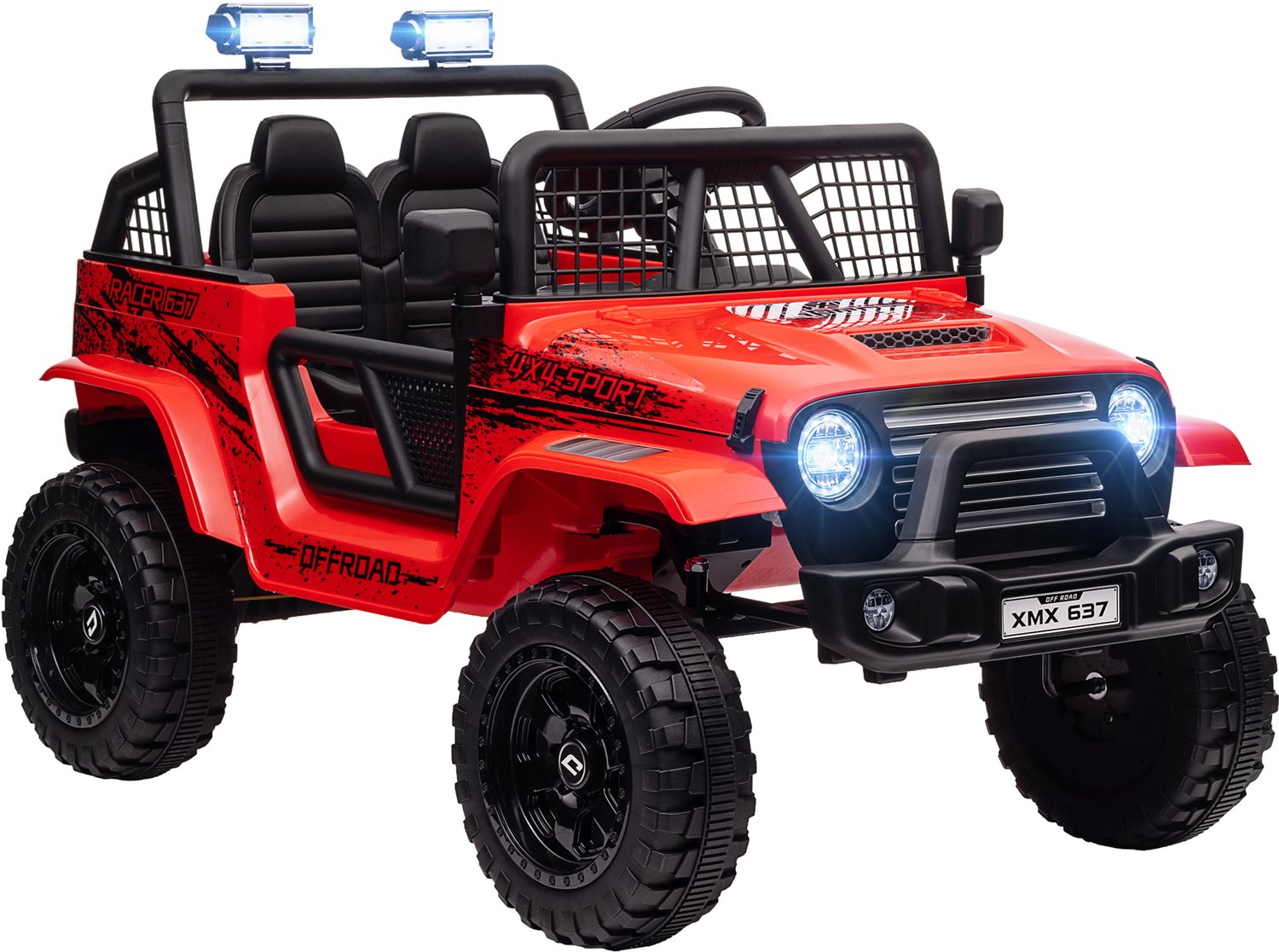Playon Elektrische kinderauto - Met vering en afstandsbediening en LED-verlichting - 109 x 67 x 68,5 cm - Rood