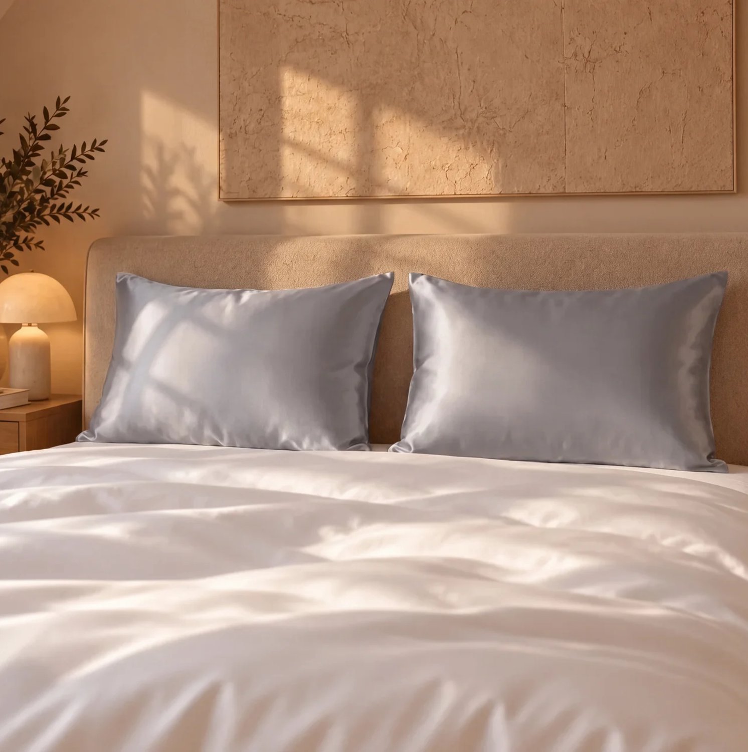 Silk Heaven Zijden kussensloop 50x60cm Licht Grijs Hotelsluiting 19 Momme - Kussensloop set - Luxe Silk Kussensloop 100% moerbei zijde - Zijde kussensloop - Silk Heaven - 50x60cm / Hotelsluiting Lichtgrijs