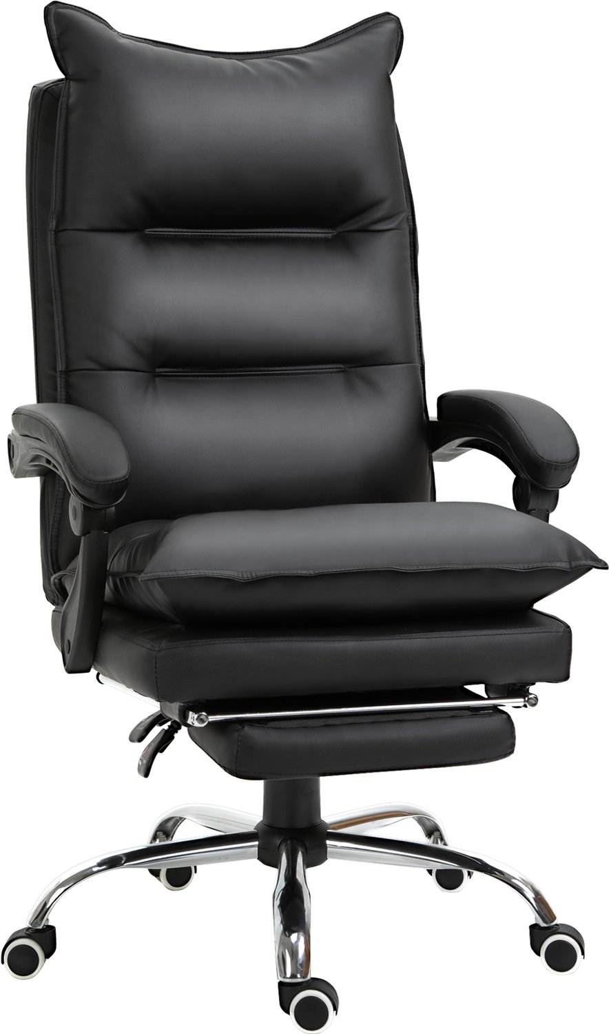 Vinona Ergonomische bureaustoel - Met voetensteun en 155° verstelbare rugleuning - In hoogte verstelbaar - 66 x 72 x 122-130 cm - Zwart