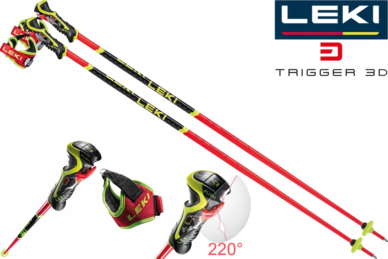 LEKI WorldCup SL 3D slalom ski poles 120cm - Red