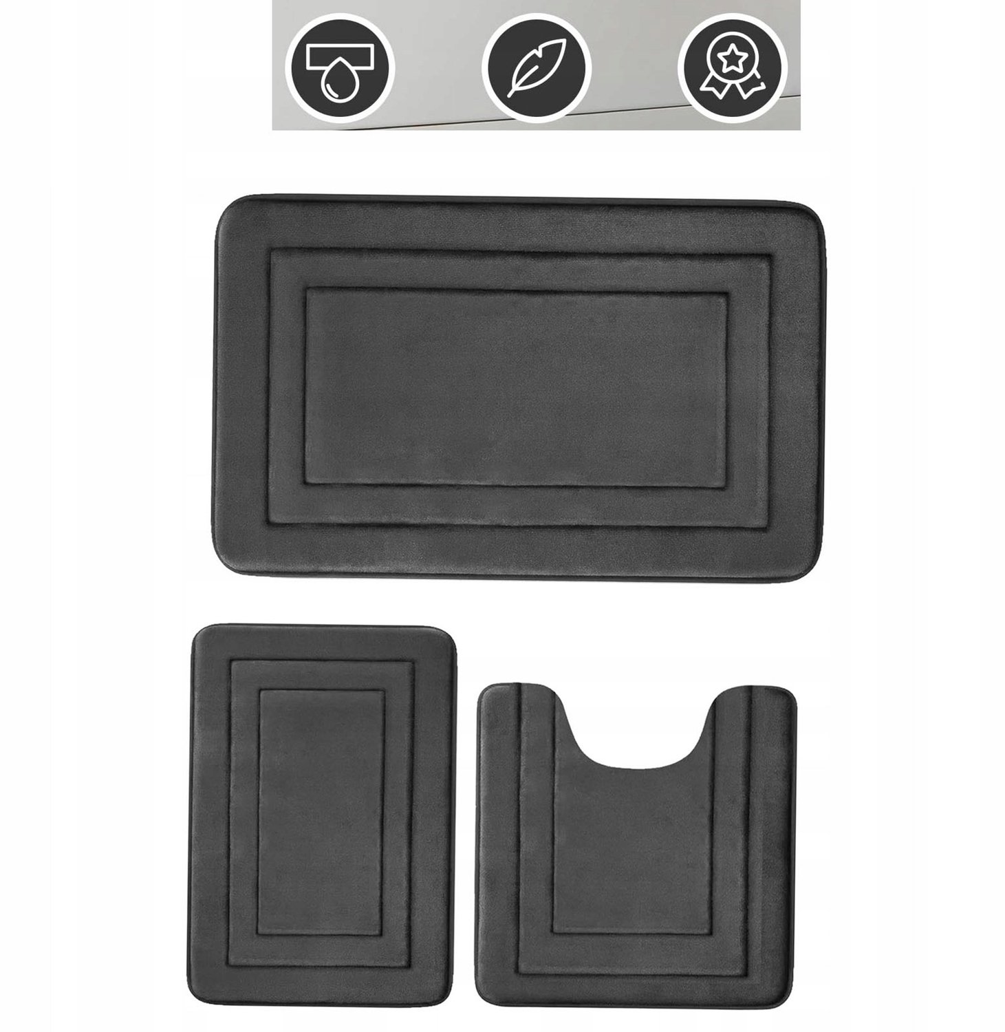 3-delige Badkamermat Set - Antislip, Absorberend, Microvezel
