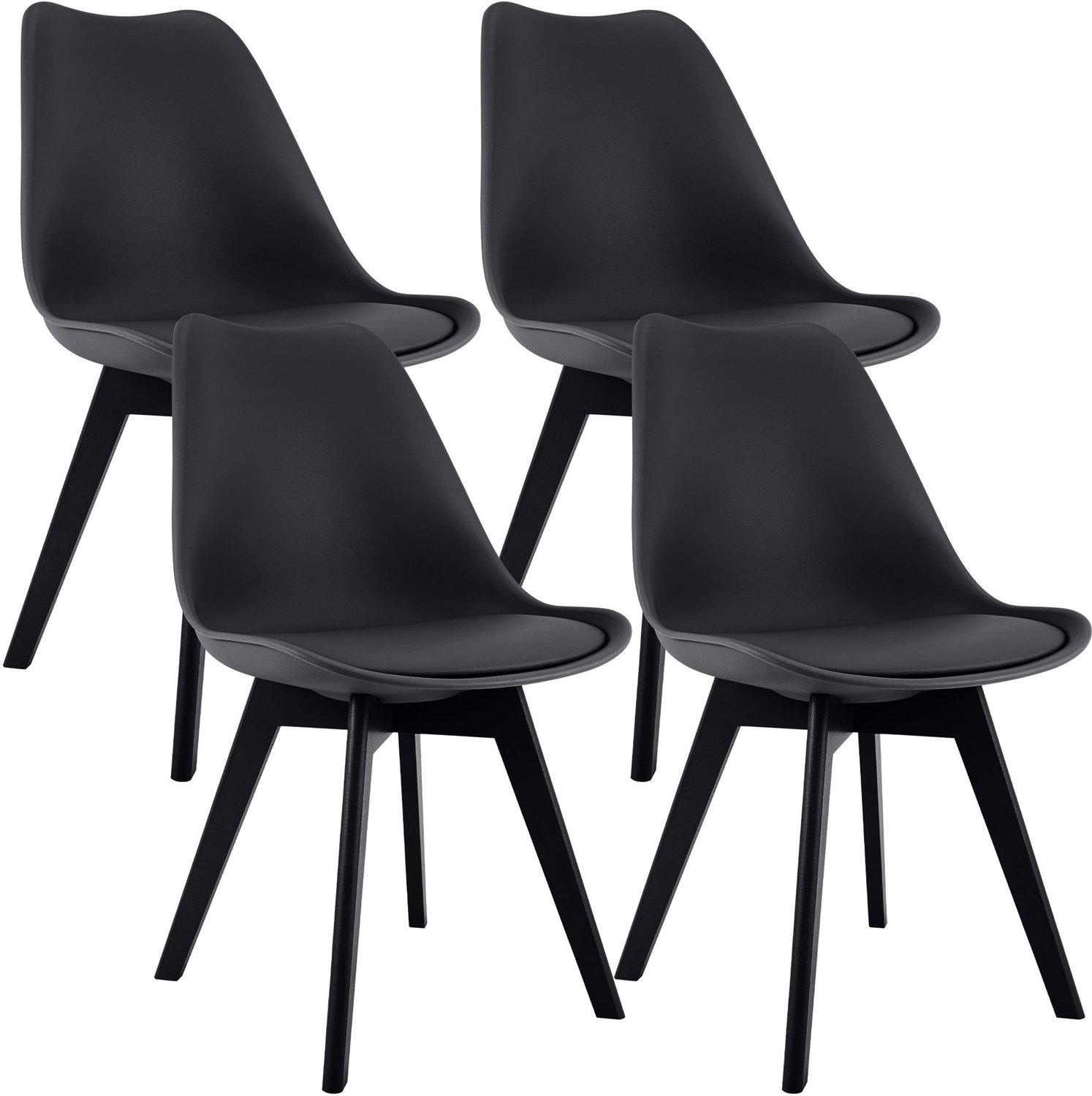 Luxe Comfort Verona 0076 stoelen (set van 4) - kunststof - zwart Kunststof/zwart/zwart