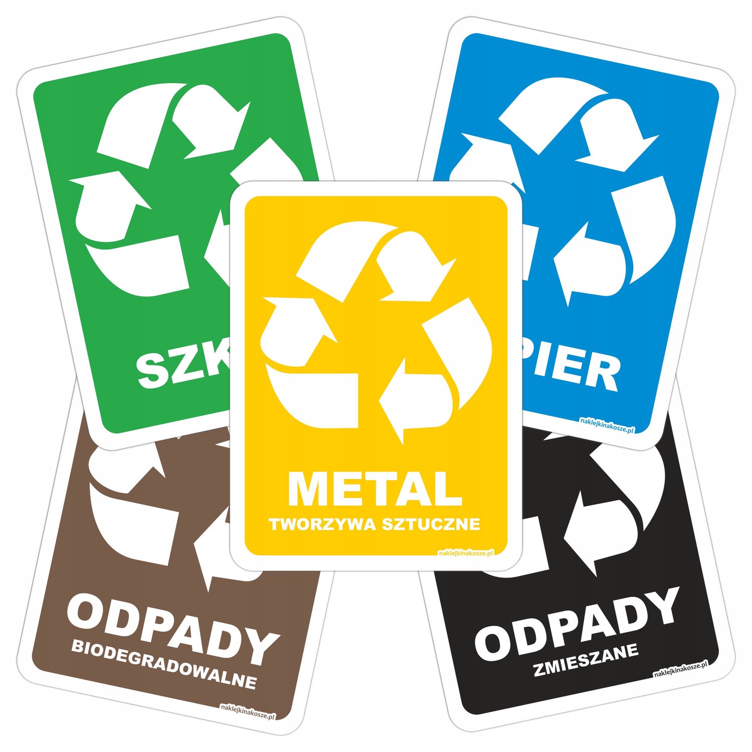 Stickers Afvalscheiding voor Vuilnisbakken - 5 stuks