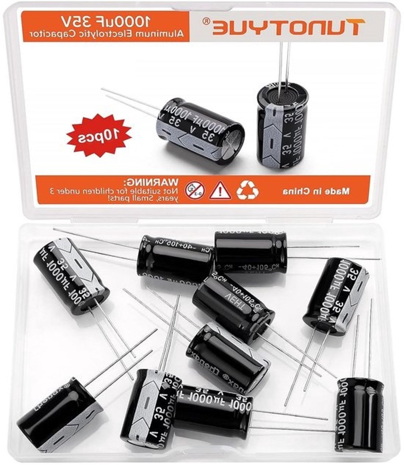 Elektrolytische condensatoren - Aluminiumcondensatoren - Voor elektronicareparaties - Hoge capaciteit - Klein formaat - 1000uF - 35V - Niet van toepassing