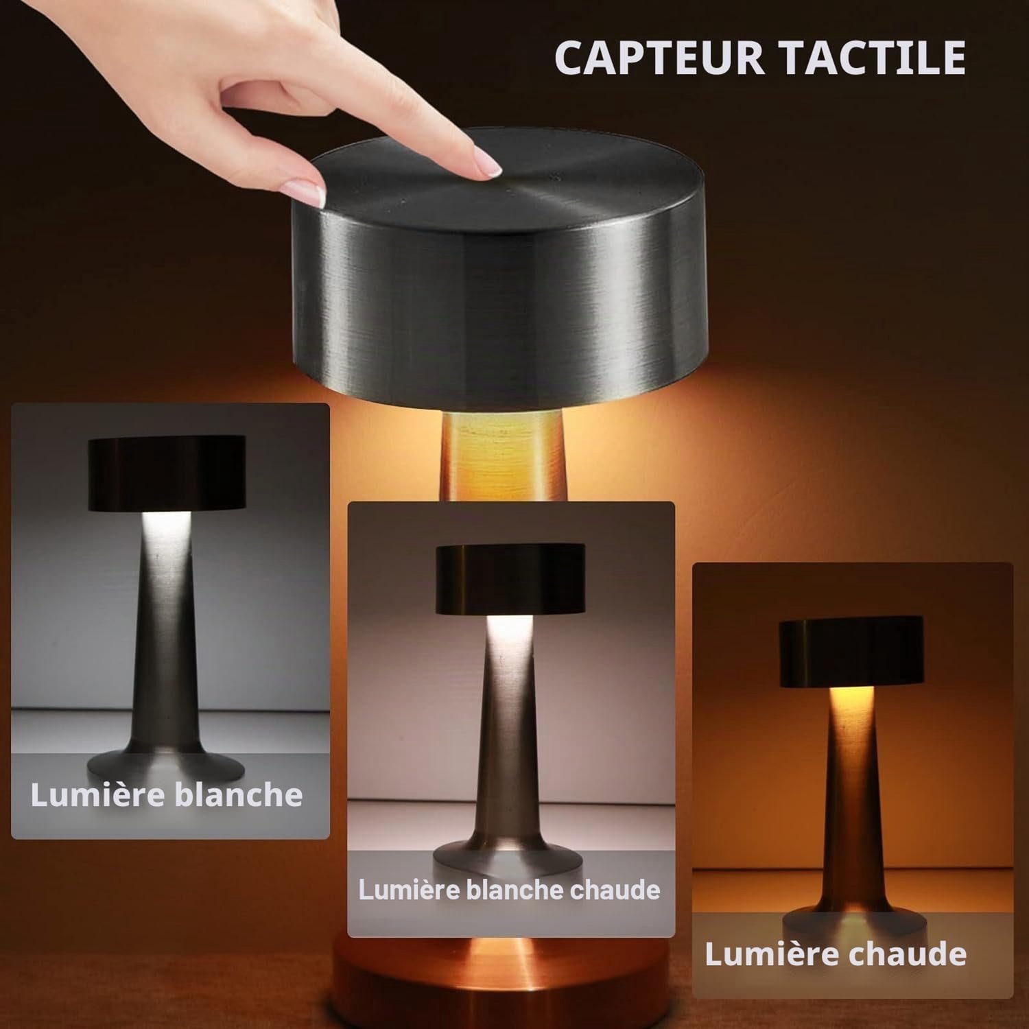 YAGXIG Nachtlampje - Tafellamp - Nachtlampje - Metaal - Oplaadbaar - Decoratie voor buiten - Goud