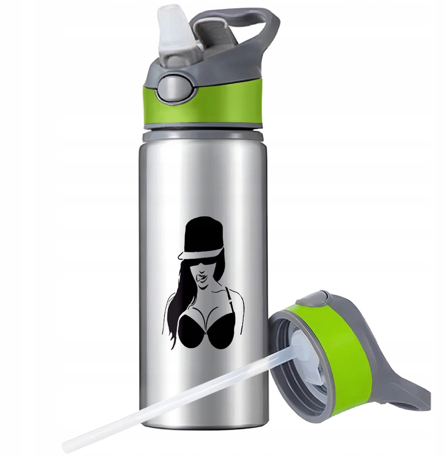 Aluminium Sport Bidon 650ml met Rietje en Handvat - Merkloos