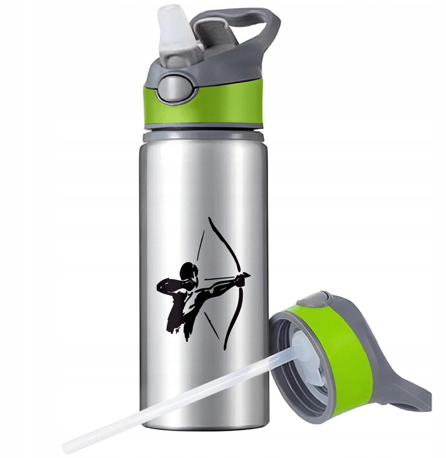 Aluminium Sport Bidon 650ml met Rietje en Handvat - Merkloos
