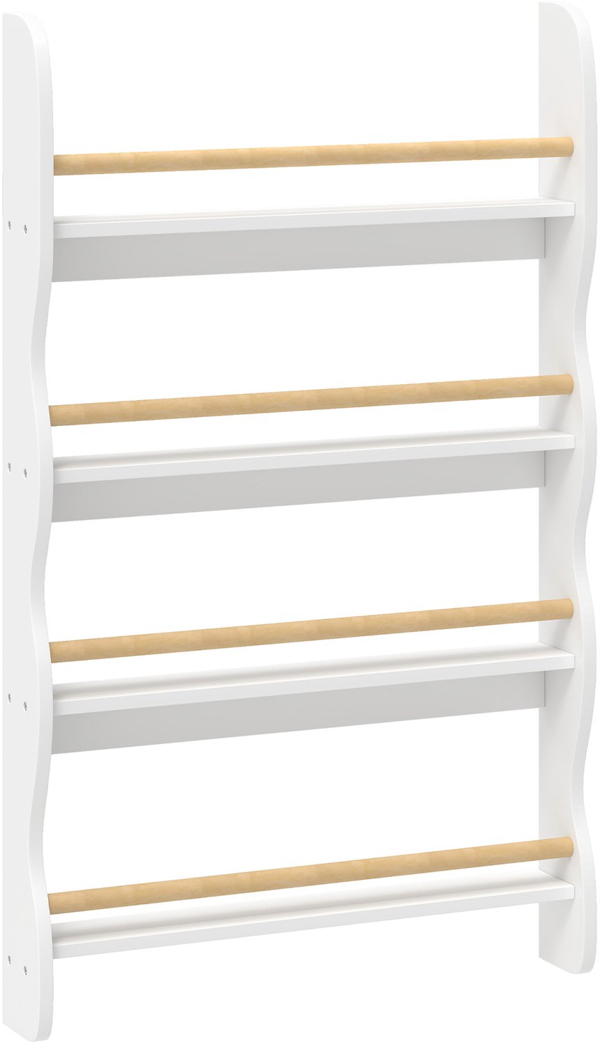 Playon Kinderboekenrek met 4 vakken - Met kippenbeveiliging - 60 x 10 x 98 cm - Wit/Natuurlijk
